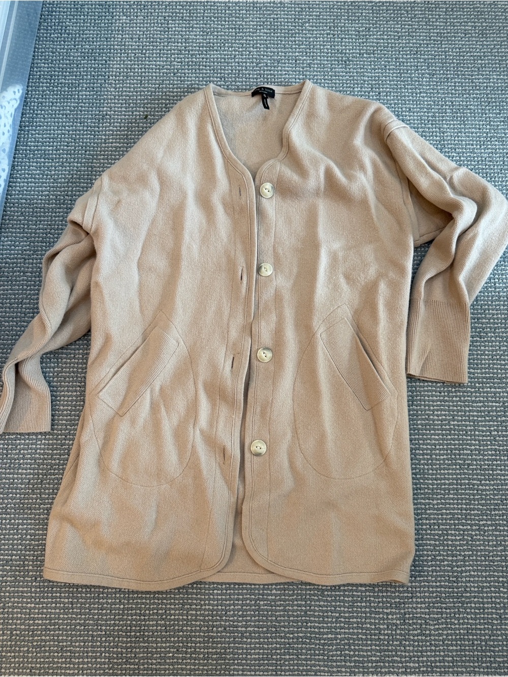 rag & bone Neutral Beige Long Button cashmere Cardigan